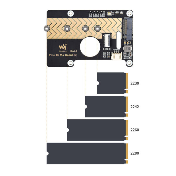 Waveshare PCIe To M.2 Adapter Board (D) for Raspberry Pi 5